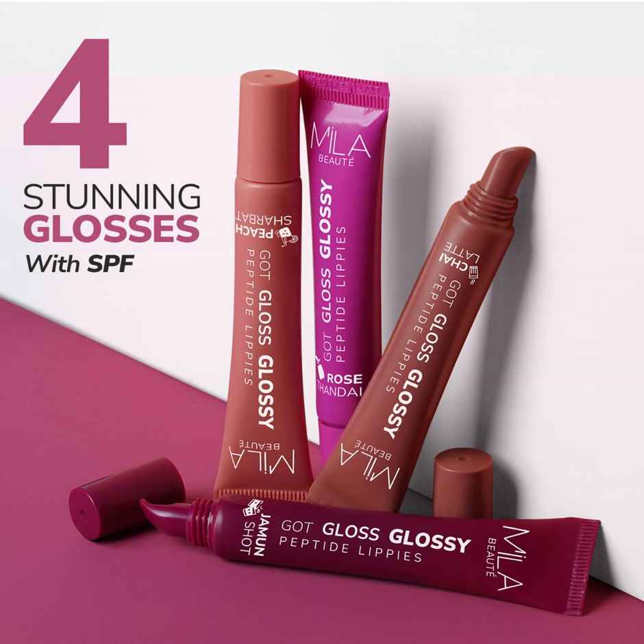 Mila Beaute Peptide Infused Lip Gloss | Hyaluronic Acid & Vitamin E | Non-Sticky | Peach Sharbat