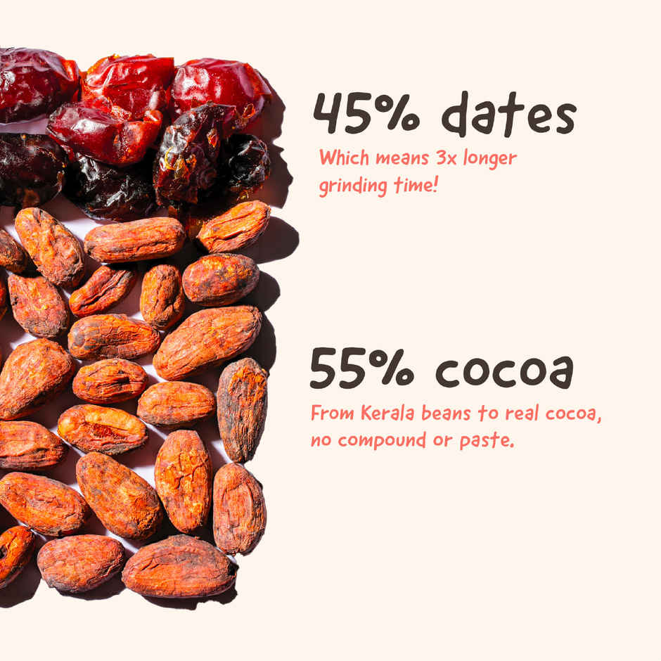 The Whole Truth Dark Cocoa Bar- 55% Dark | 80 G | Sweetened With Dates
