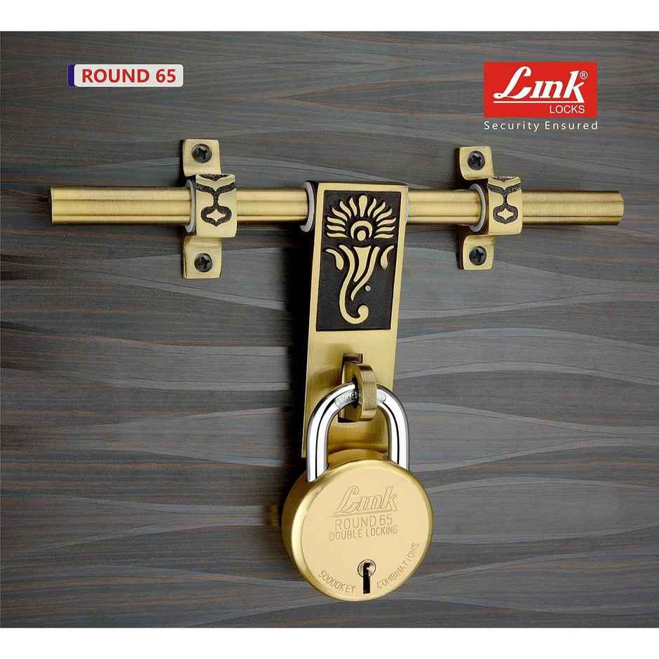 Link Locks Brass Round Pad Lock 65mm With 3 Keys