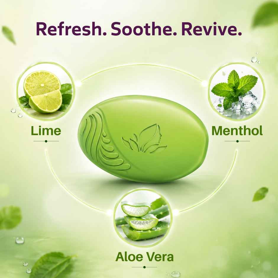 Santoor Fresh Skin Aloe Vera and Lime Bathing Soap With Anti-Aging Properties For All Skin Types