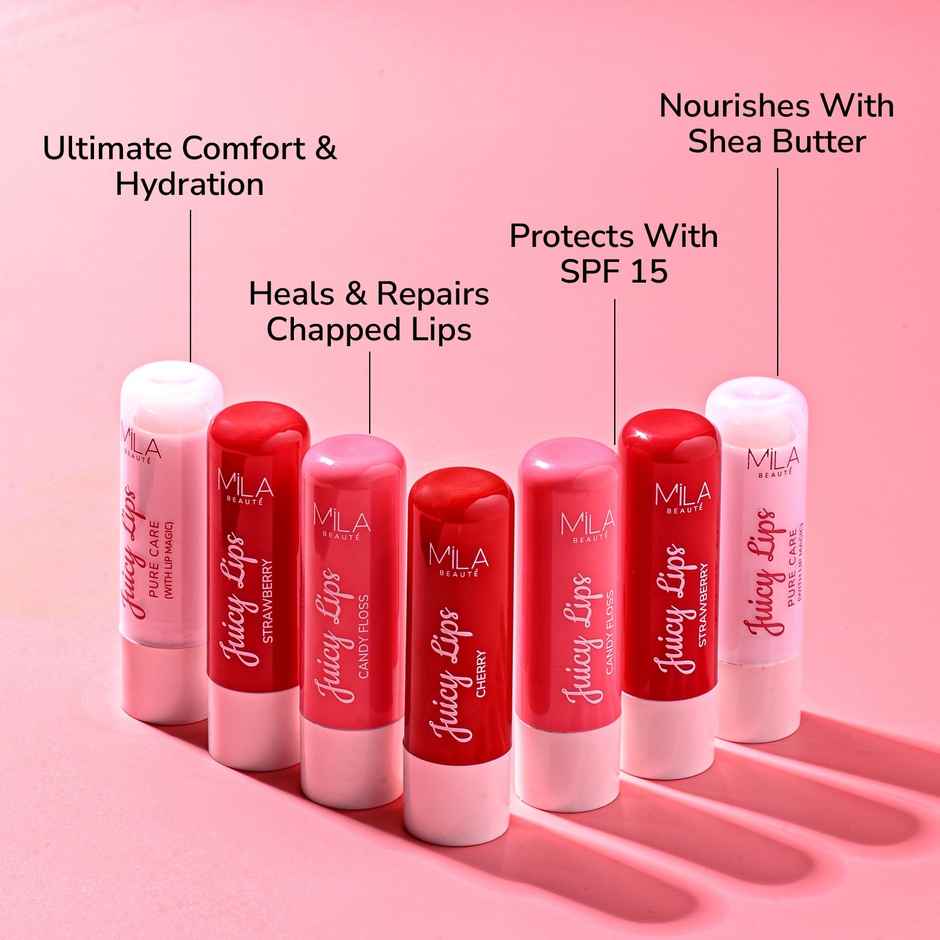 Mila Beaute Juicy Lip Balm | Cherry | Upto 12 Hrs Moisturisation & Tint SPF 15