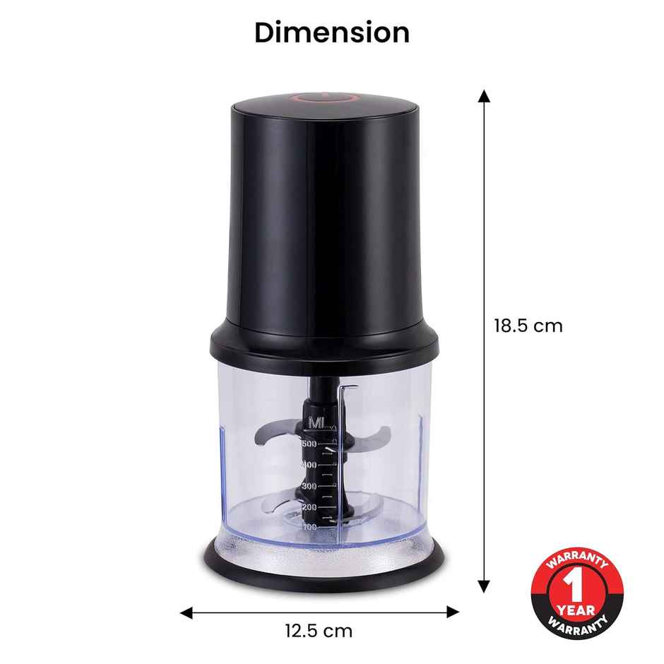 Agaro Elegant Electric Vegetable Chopper, 400 Watts Chop, Mince, Puree Twin Stainless Blade, 500 Ml