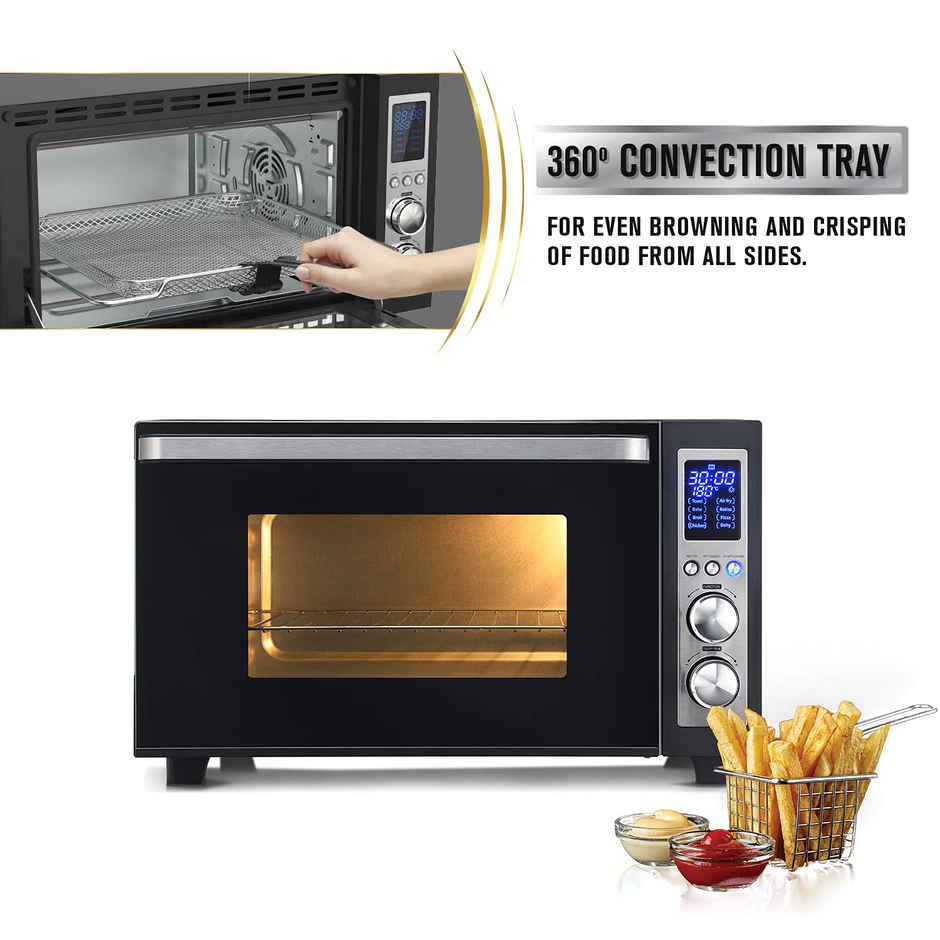 Usha Oven Toaster Griller 30L (Stay On Feature, Air Fryer Mode, 360 Degree Convection Tray, Black)