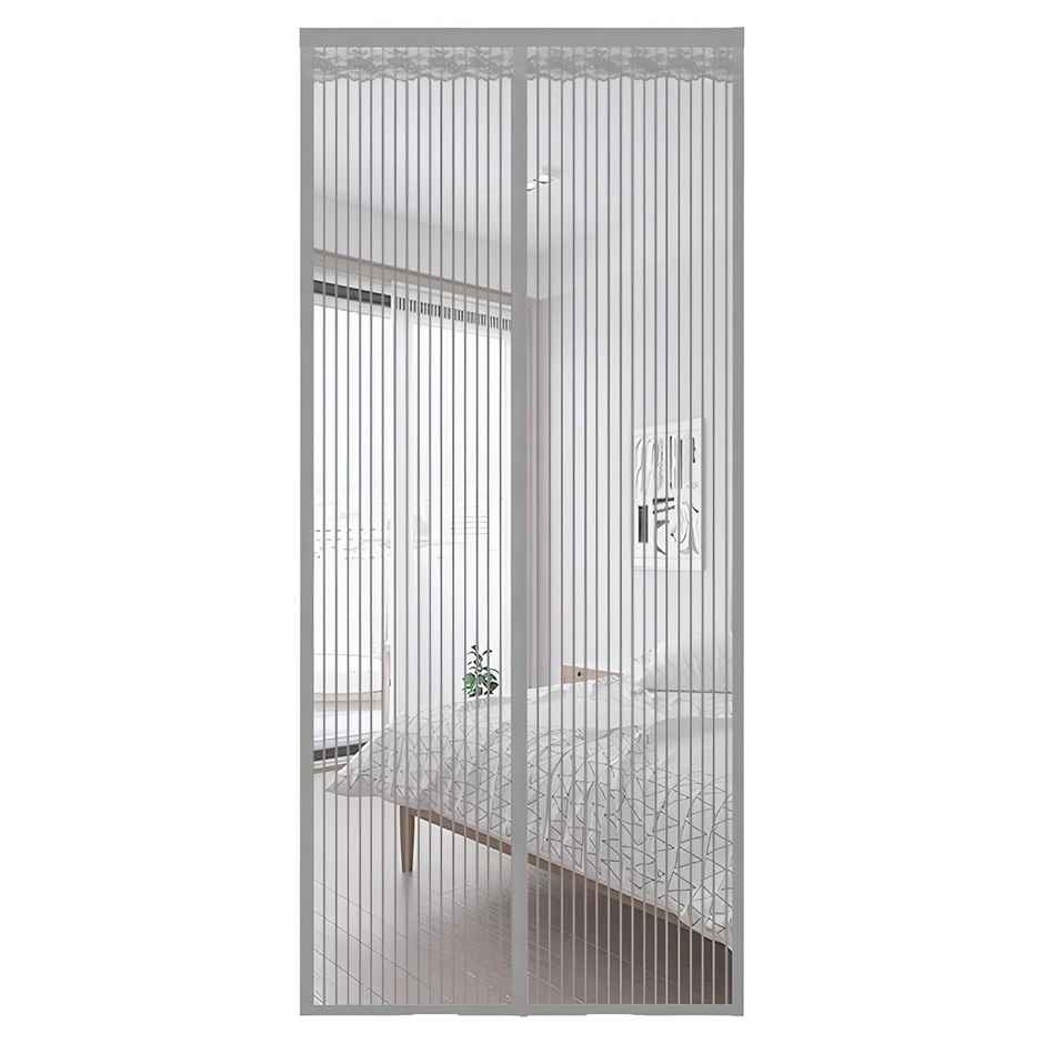 BonKaso Magnetic Mesh Curtain For Door/Window | Gray - 220 x 110 cm