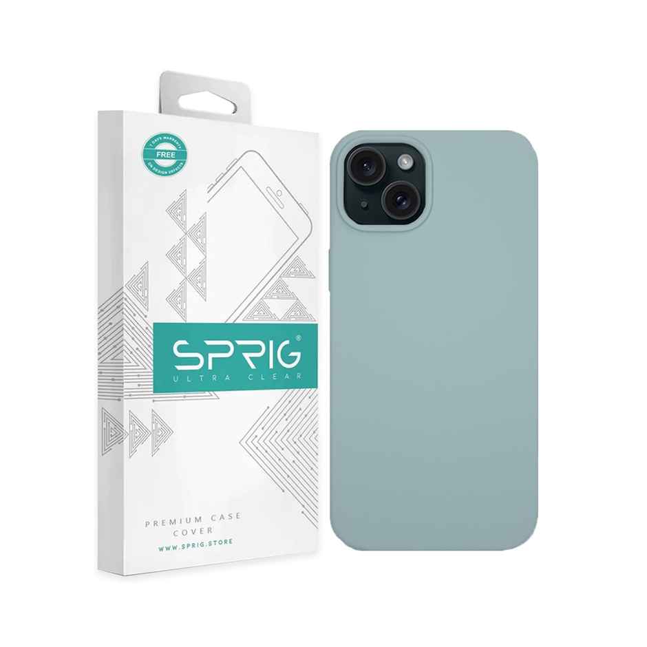 Sprig Designer Back Cover for Apple Iphone 15 Liquid Silicone Shock Proof | Light Green | MagSafe Compatible