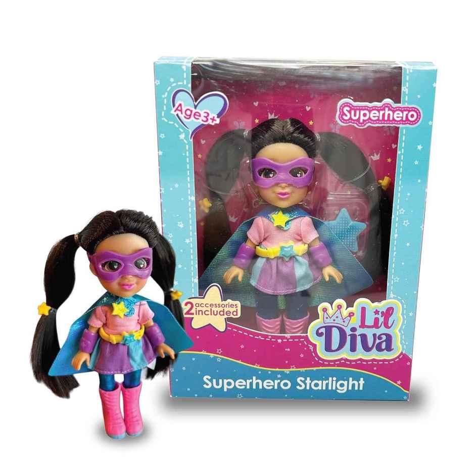Li'l Diva Superhero Starlight 6 Inch Preschool Doll with Accessories (Ages 3+)
