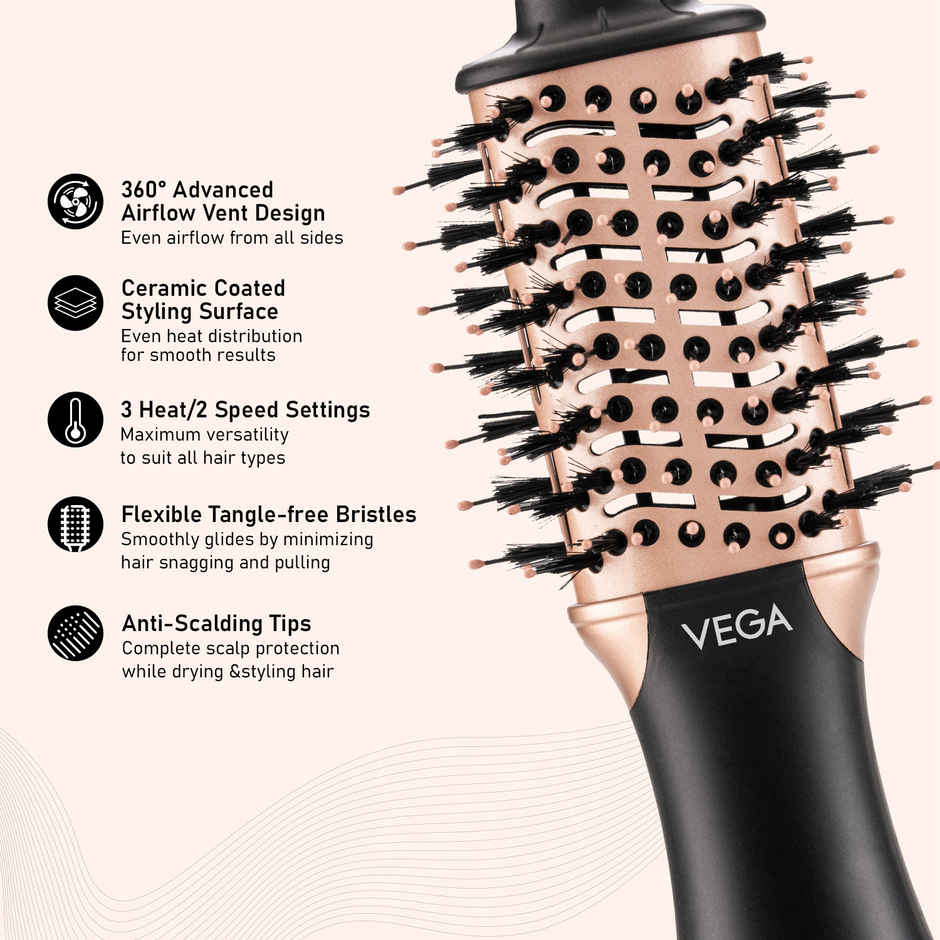 Vega Litstyle L3 Volumizer Hair Blow Dryer Brush | 3 Heat & 2 Speed Settings | VHSD-03