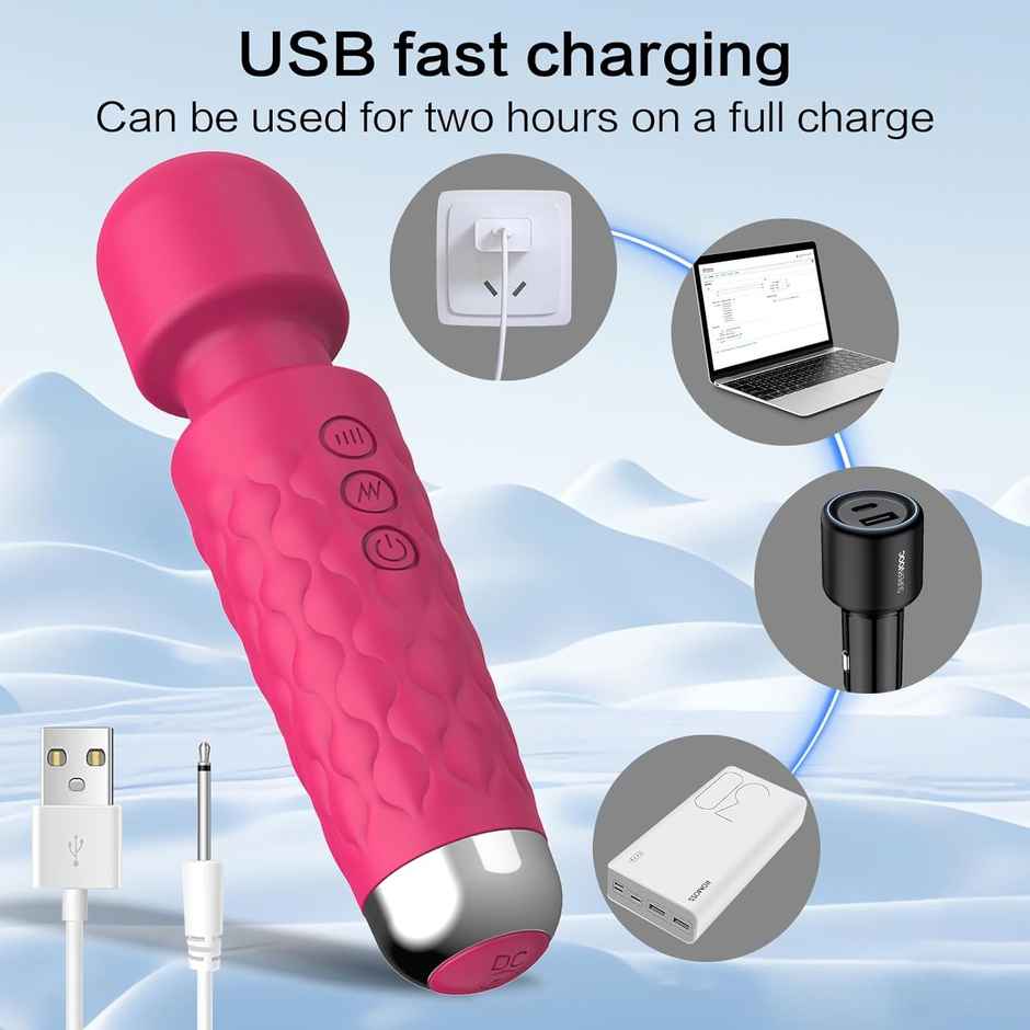 QIBOX Personal Body Massager with 20+ Vibration Patterns (Pink)