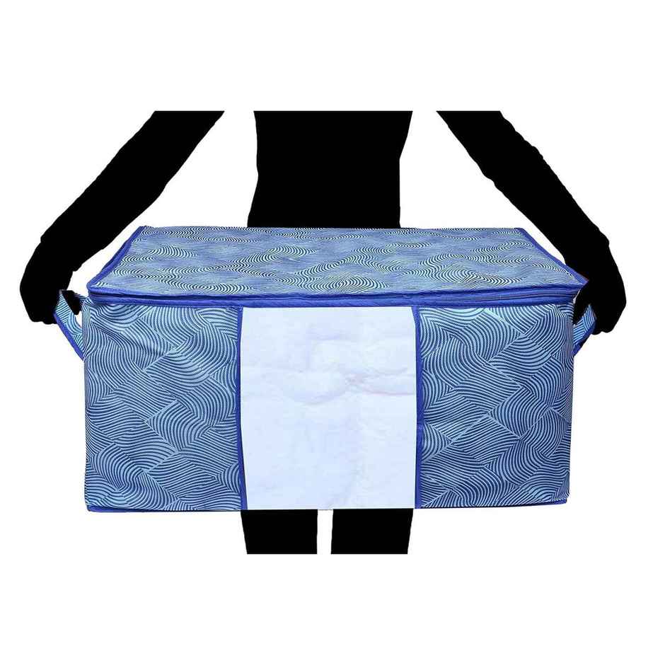 Kuber Industries Pack of 2 Non-Woven Extra Large Leheriya Design Underbed Storage Bag (Royal Blue)