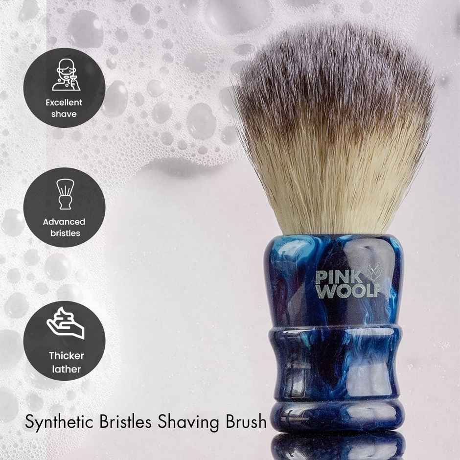 Pink Woolf Hand Crafted Synthetic Bristles Shaving Brush With Gloss Resin