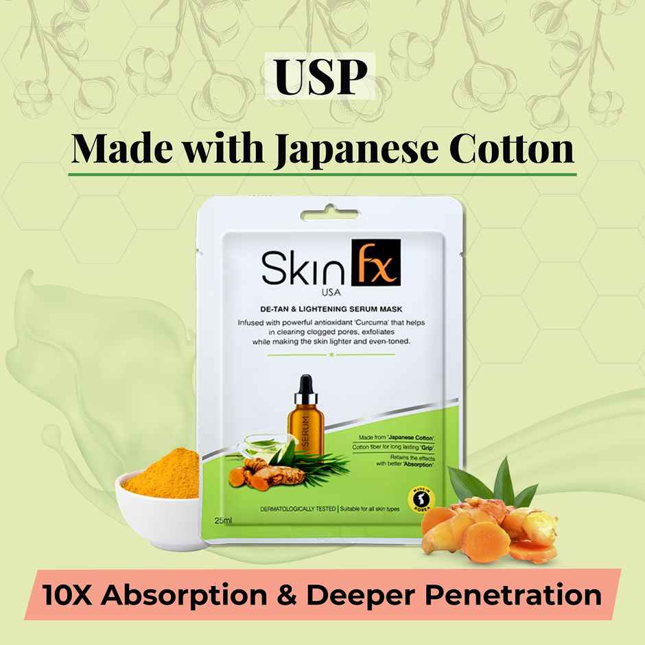 Skin Fx Detan & Lightening Sheet Mask, Serum Face Mask