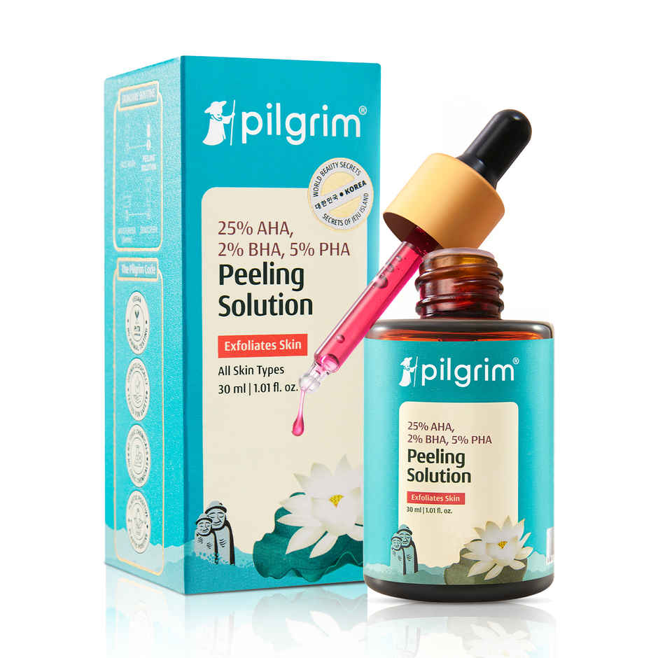 Pilgrim 25% AHA, 2% BHA, 5% PHA Peeling Solution Exfoliates Dead Skin & Reduces Blemishes