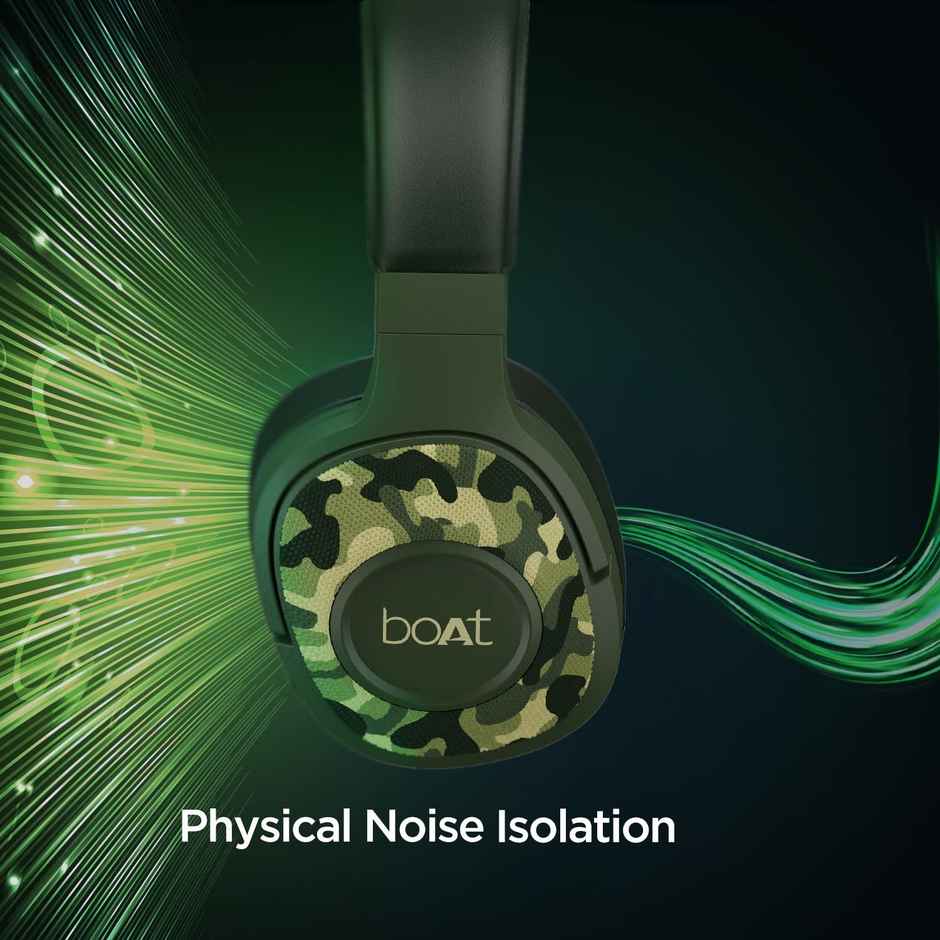 boAt Rockerz 550 Over Ear BT Headphones w/ 20H Playback, 50mm Drivers & BTv5.0 (Army Green)