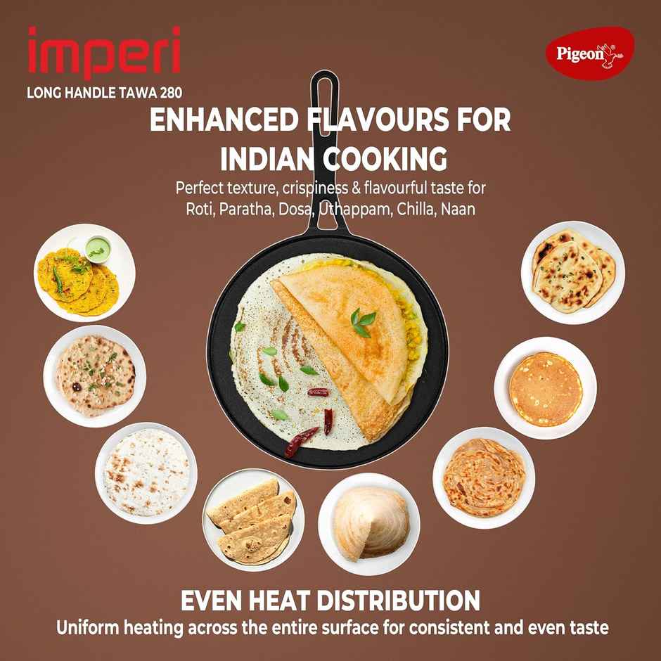 Pigeon Imperi Cast Iron Long Handle Tawa 280