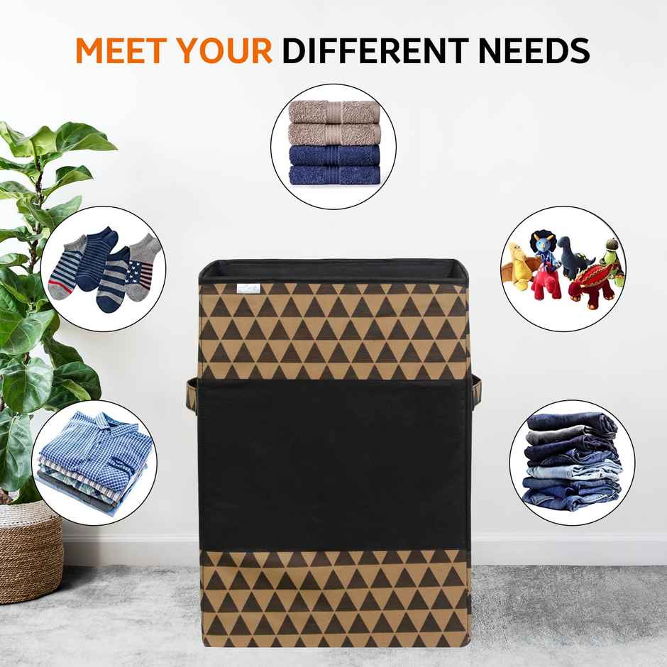 PrettyKrafts Slim Laundry Basket | Organizer with Wheels for Clothes & Storage | Beige - 35 L