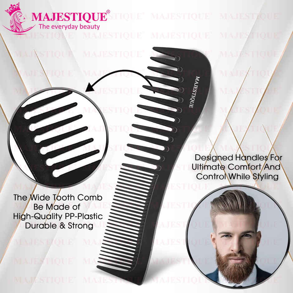 Majestique Professional 7.4 Inch Big Anti-Static Comb | Suitable for All Hair Types | Black
