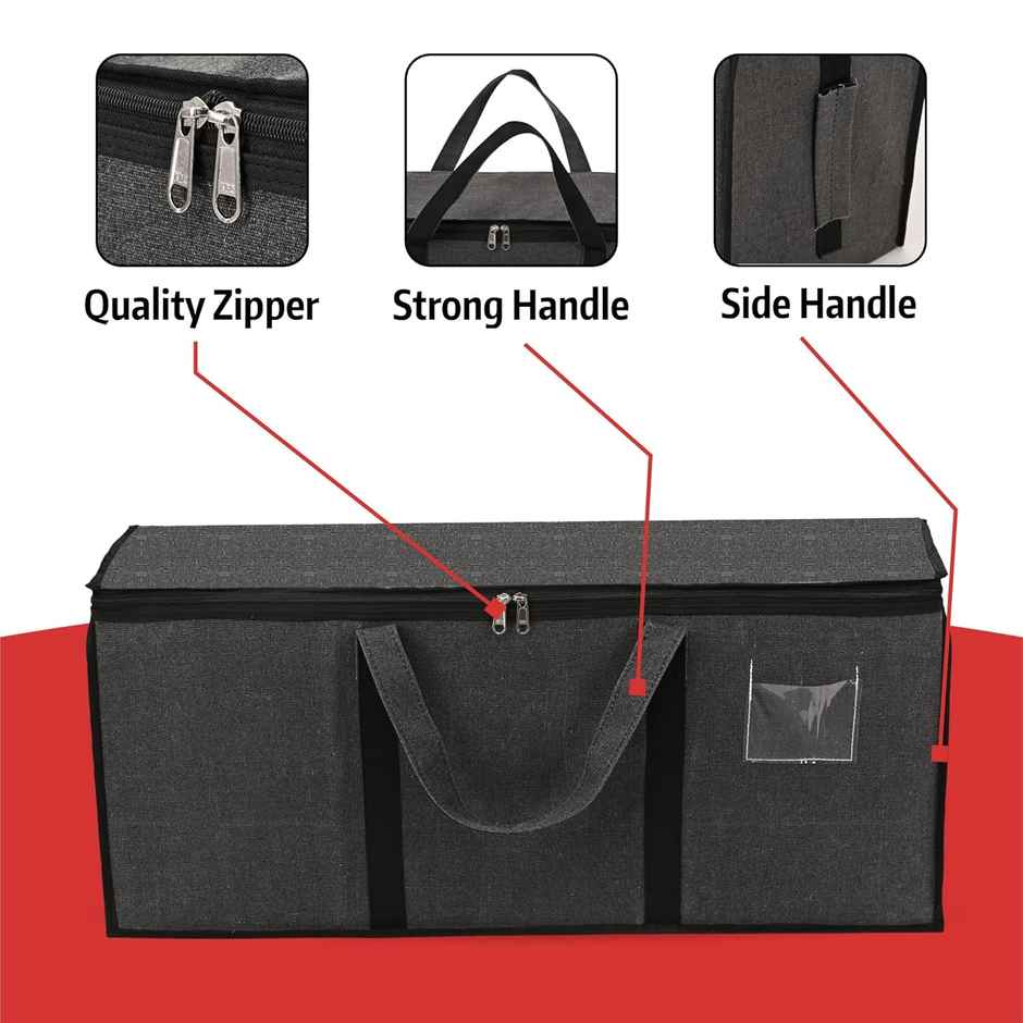 Kuber Industries Jumbo Storage Bags For Clothes Large With Zip & Handles | Dark Grey