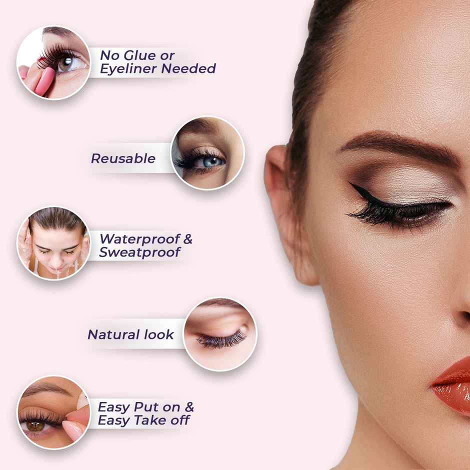 Sanfe Instant Press On Lashes Long Lasting Natural Look No Glue Required P12 1 Pair