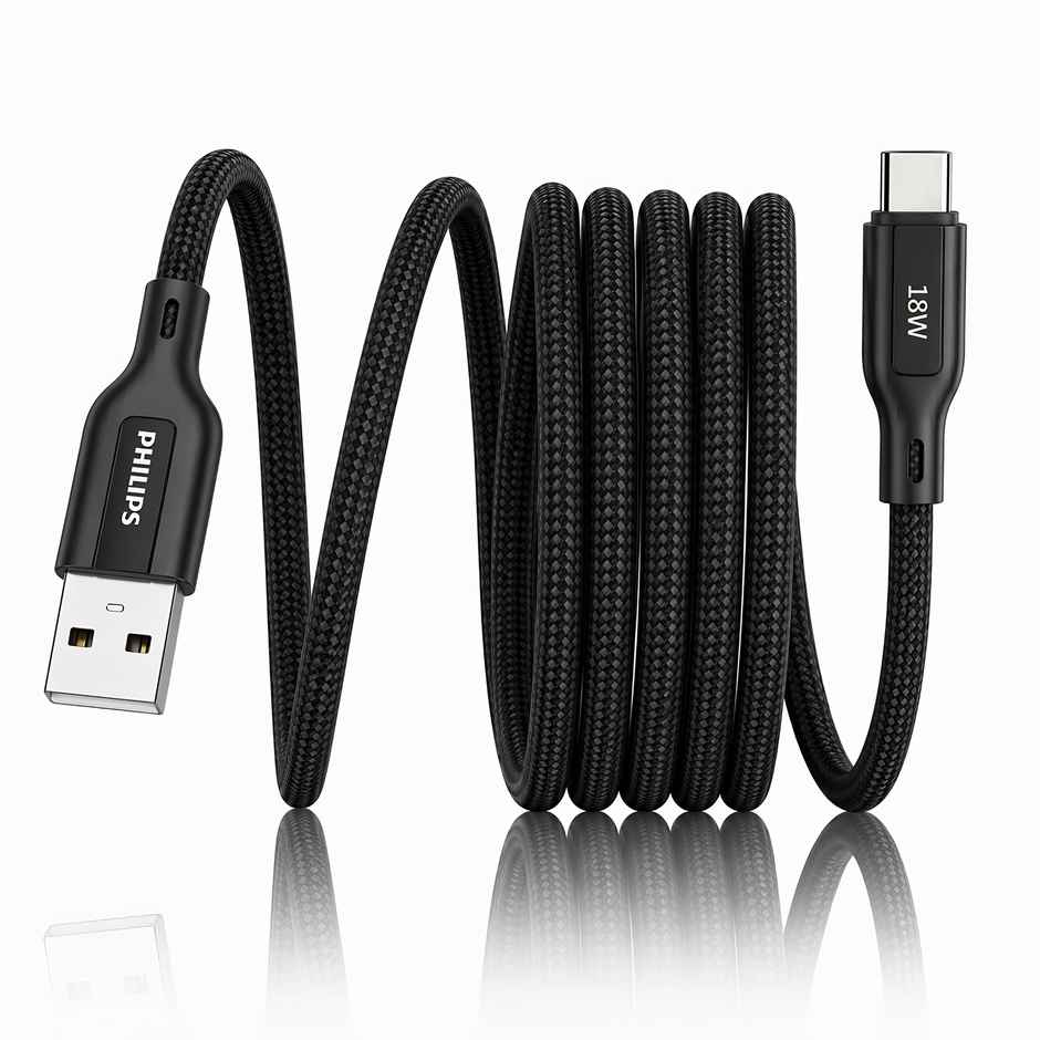 Philips 18W USB A to Type C Fast Charging Cable | DLC4130AB94 | Dark Slate | 1 m