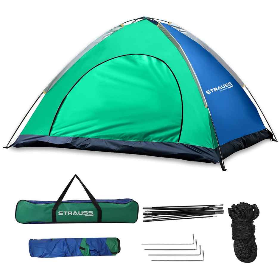 Strauss Portable Waterproof Camping Tent, 4 Persons (Multi Color)