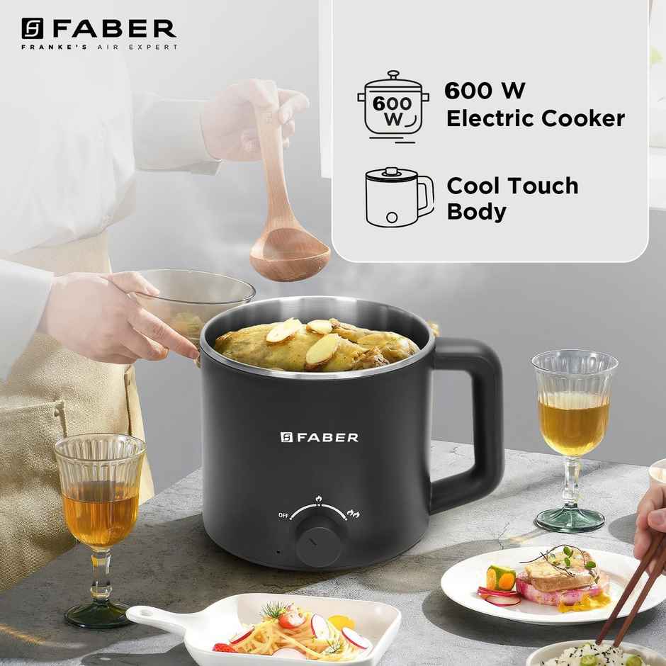 Faber 600W 1.6 liter Multi Cooker | Cool Touch Handle & Temperature Control Knob | 1Y Warranty