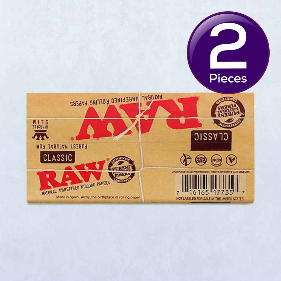 Raw Classic Rolling Paper King Size Slim - 32 Leaves/Pack Combo