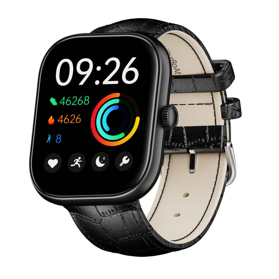 boAt Wave Sigma 3 Smartwatch | 2.01 Inch(5.1 cm) HD Display | BT Calling | Black Leather