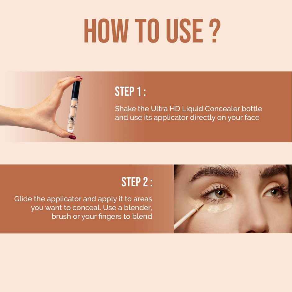 Glam21 Ultra Hd Liquid Concealer For Hd Finish | Non-Sticky Long-Lasting Matte Finish | Orange Bar