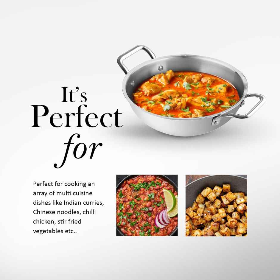 Jensons Triply Rigalo Kadai | 26 cm Induction Compatible