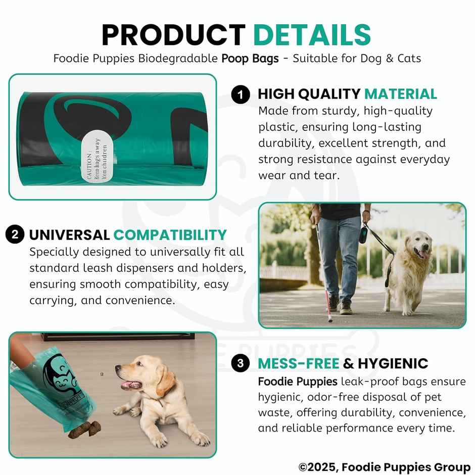 Foodie Puppies Pet Biodegradable Scented Poop Bags | 15 Bags Per Roll