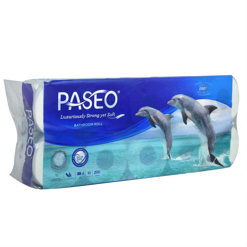 Paseo Imported Dolphin Toilet Roll | 200 Sheet | 4 Ply | Pack of 10