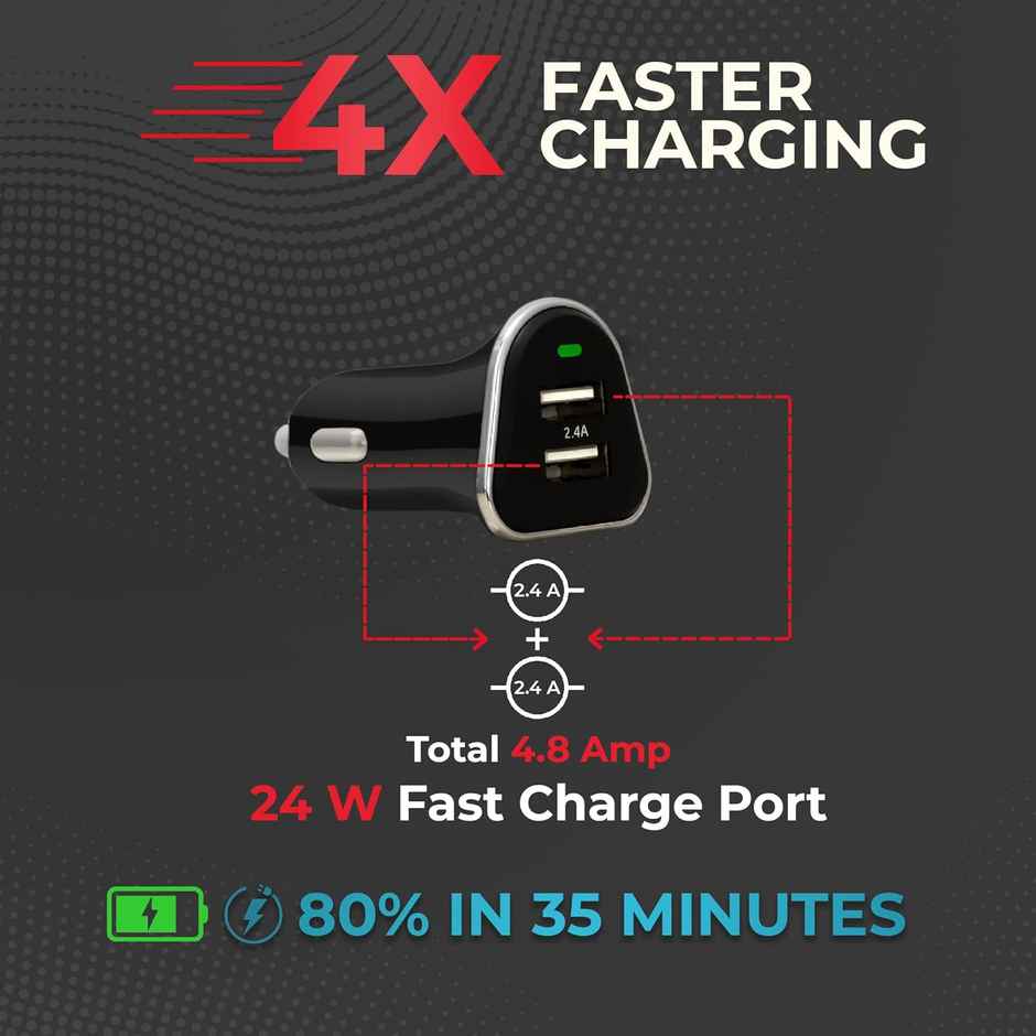 Autofy 24W Car Mobile Charger Quick Charge Dual Port Usb Fast Car Charger | Flare-I