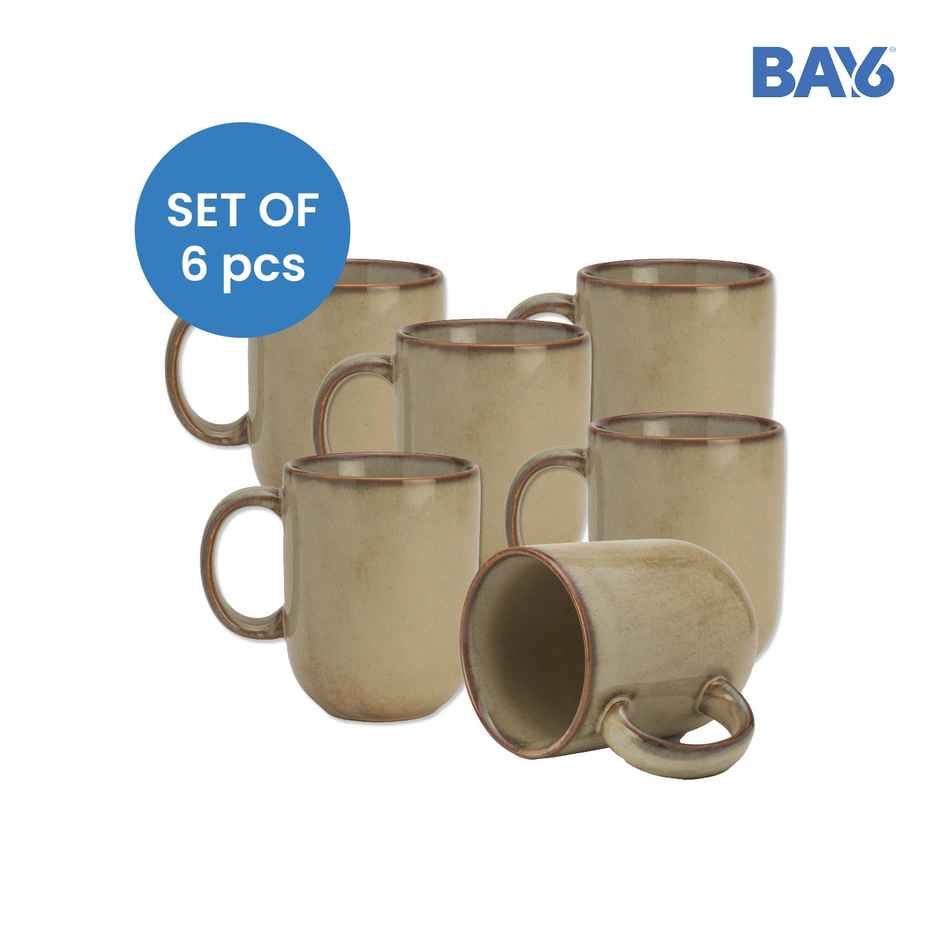 BAY6 Porcelain Coffee Mug Small Coupe 230 ml Reactive - 6 Pcs Set - Cotton