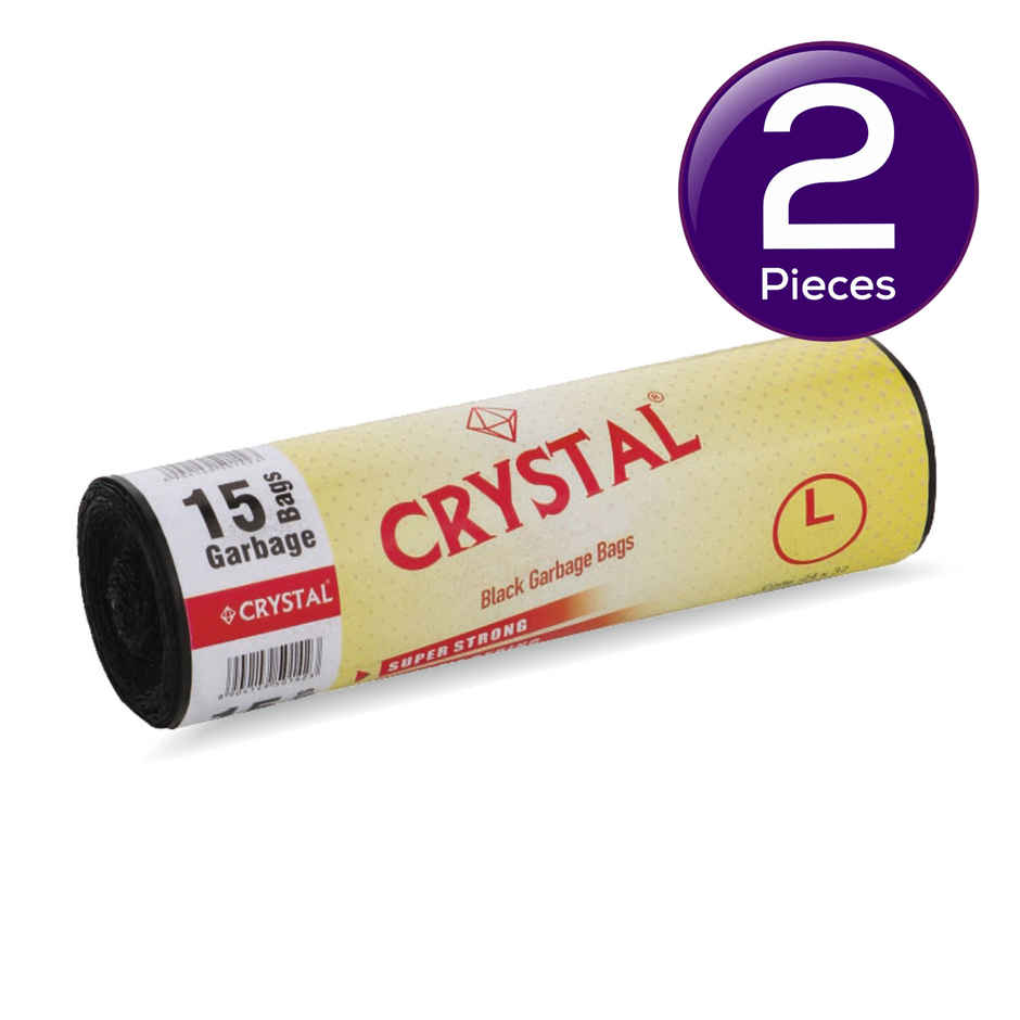Crystal Large Black Garbage Bag Roll 24X32 Combo of 2