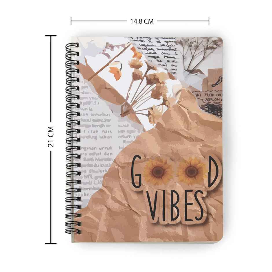 Papboo Dot Grid Spiral Wiro Notebook 120 Pages, 21 x 15 cm, 90 Gsm - Good Vibes