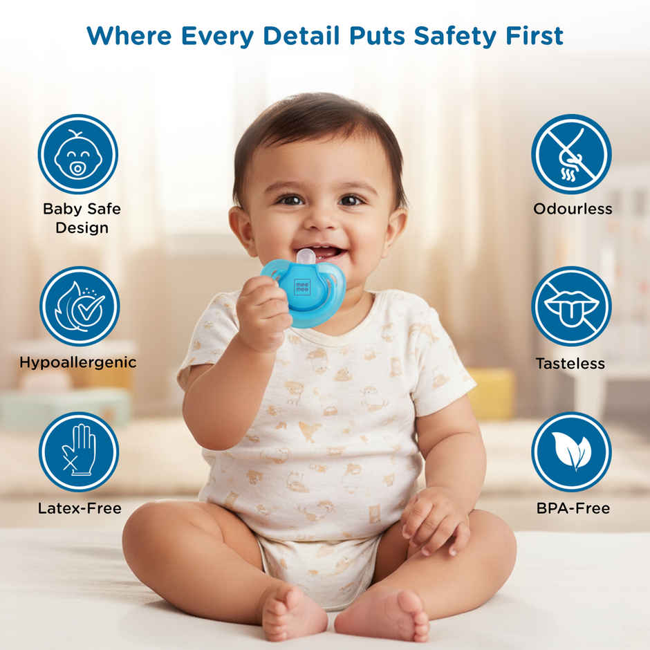Mee Mee Baby Pacifier Ultra Light Soft Silicone Nipple | BPA Free | Red/Blue