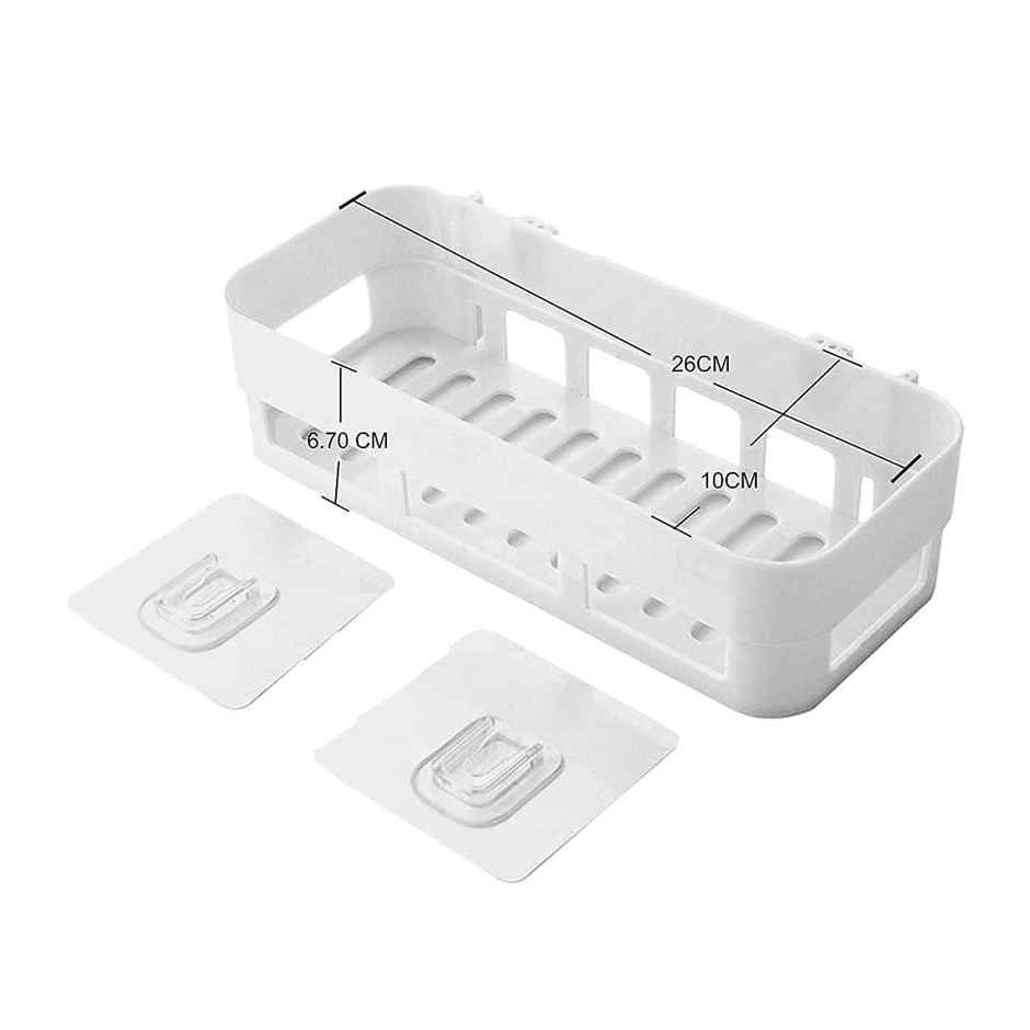 Perpetual Bathroom 1Shelf + 1Soap Dish Holder | Self-Adhesive Rack for Wall | Pack of 2