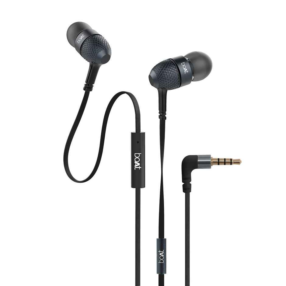 boAt Bassheads 180 in ear Earphones w/ Super Extra Bass, One Button Mic & Tangle Free Cable (Black)