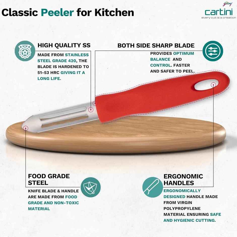 Godrej Cartini Kitchen Knife & Peeler Set (Colour May Vary)