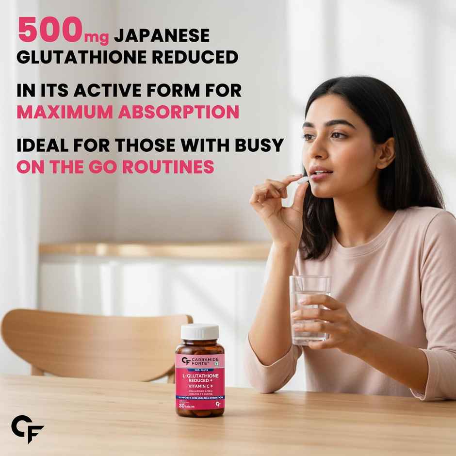 Carbamide Forte Japanese Reduced L Glutathione Tablets 500mg with Vitamin C | Glutathione Supplement