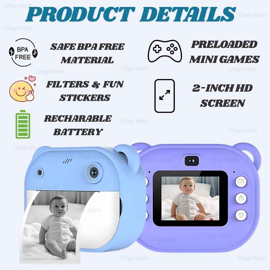 Chigy Wooh Instant Print Digital Camera for Kids | Video Recording | Built-in Printer