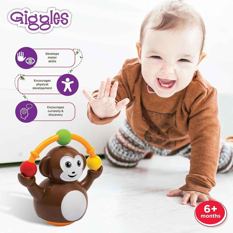 Giggles Funskool Push N Crawl Monkey | Encourage Crawling | Improve Balance | 6 Months +