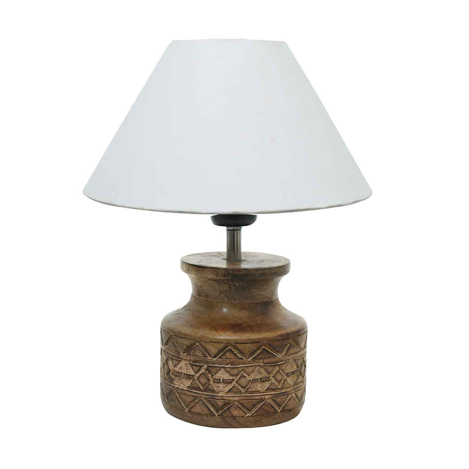 Homesake Wood Table Lamp | Modern Base Fabric Lampshade | Home Office Cafe Restaurant |Beige
