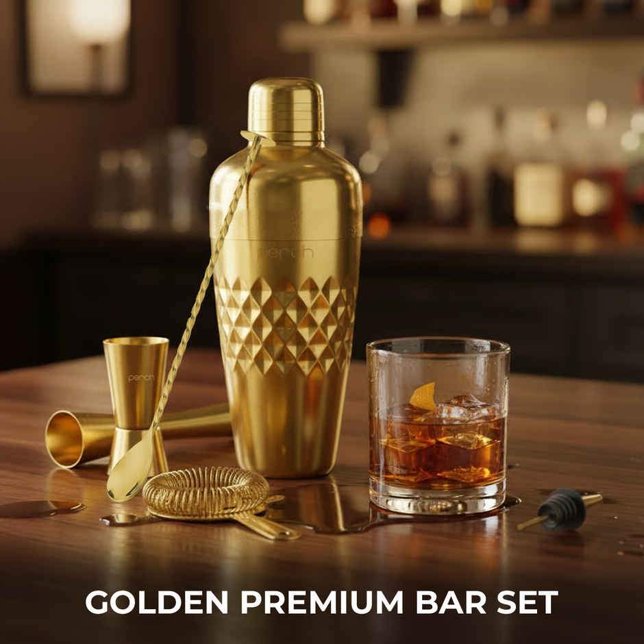 Perch Craft Bartender Kit | 750ml Belly Shaker | Stainless Steel | Gold