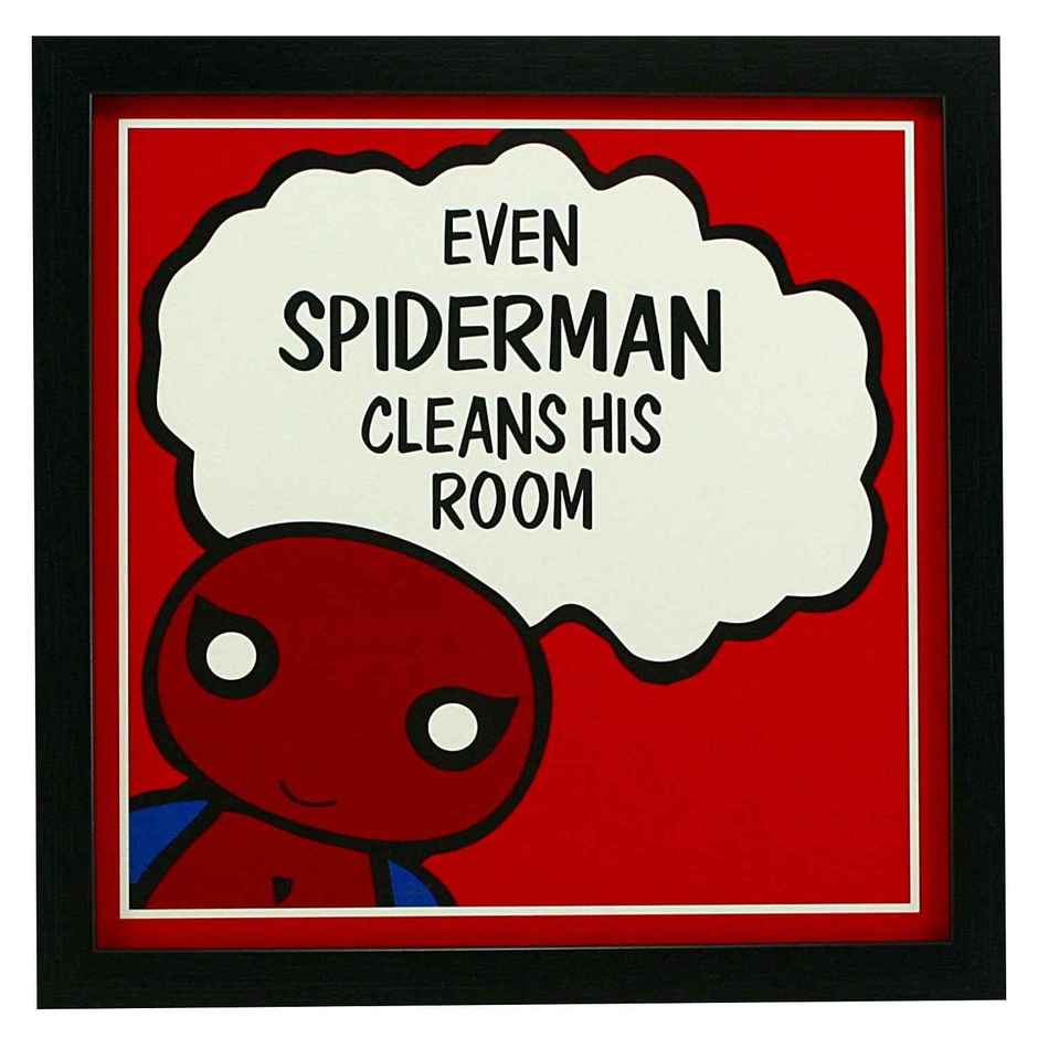 Indianara 3 pc Set of Framed Wall Hanging Kids Room Decor Spiderman Batman Superman Art Prints