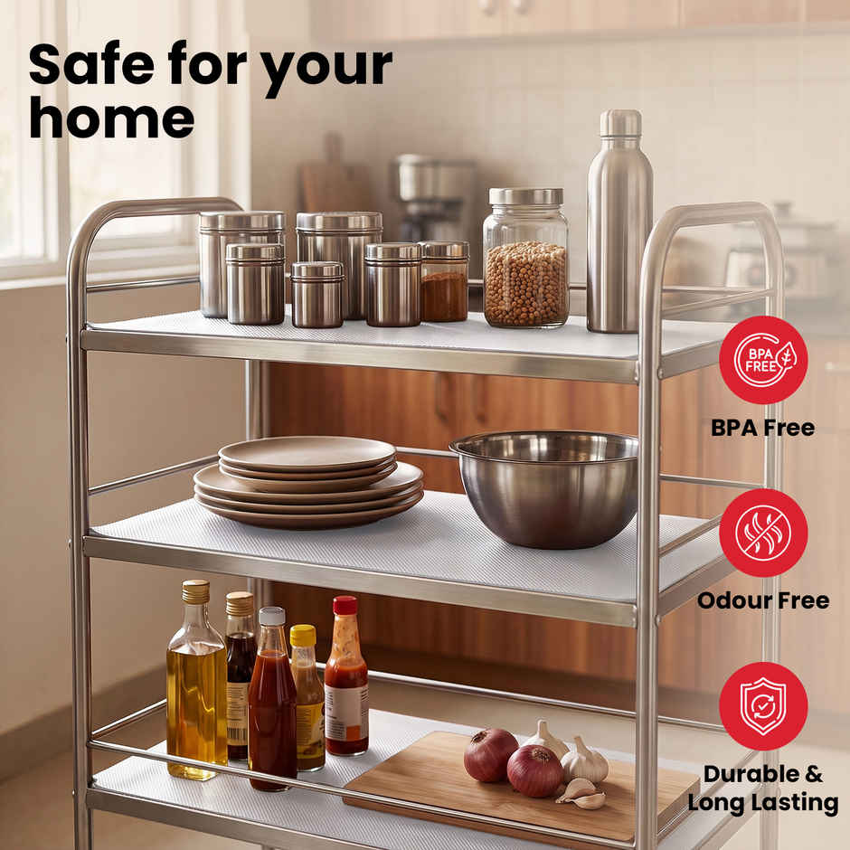 Senego Anti Slip Mat | 5 m | Shelf Liner Mat for Kitchen/Cupboard/Drawers | 45 cm x 5 m | White | EVA, BPA Free