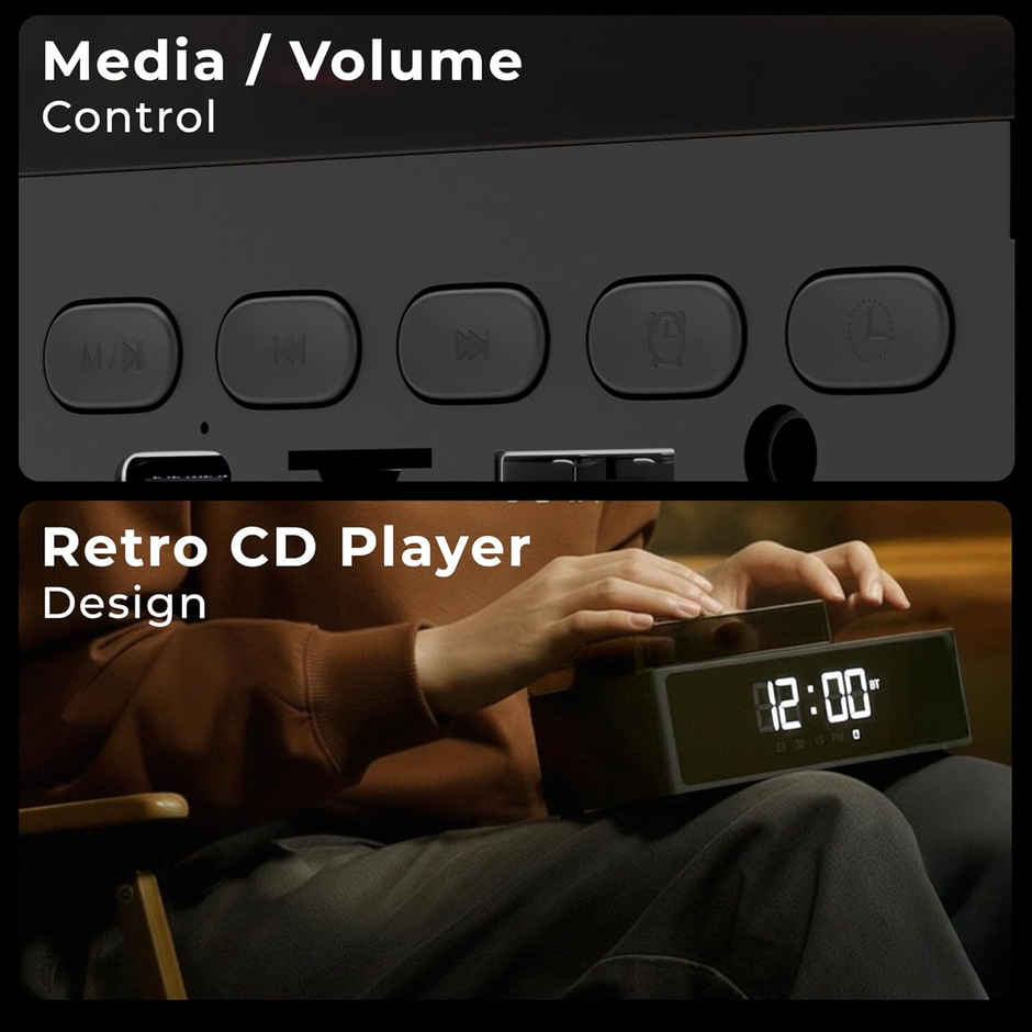 Zebronics Echospin 10W Bt 6.0 Speaker, Dual Drivers, 9 Hr Backup, Retro Design, Tws, Clock, Alarm