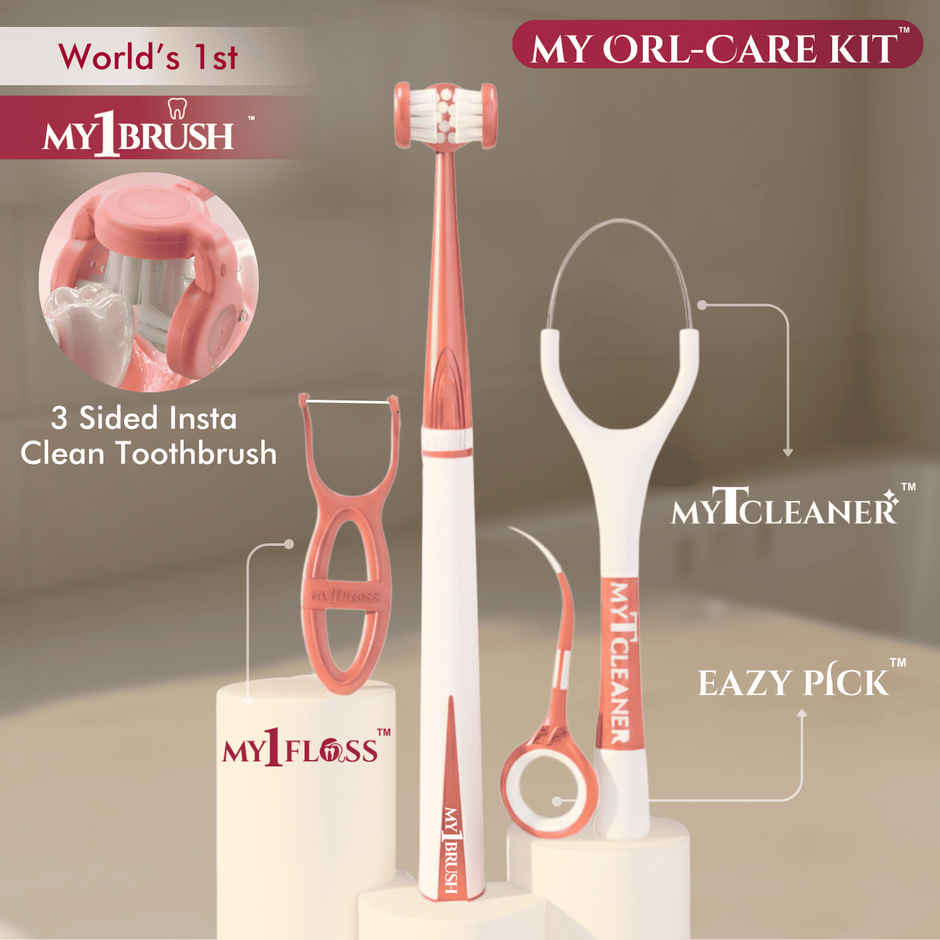 My Orl-Care Kit | 3-Sided Soft Bristle Toothbrush, Floss, Tongue Cleaner, Toothpick 