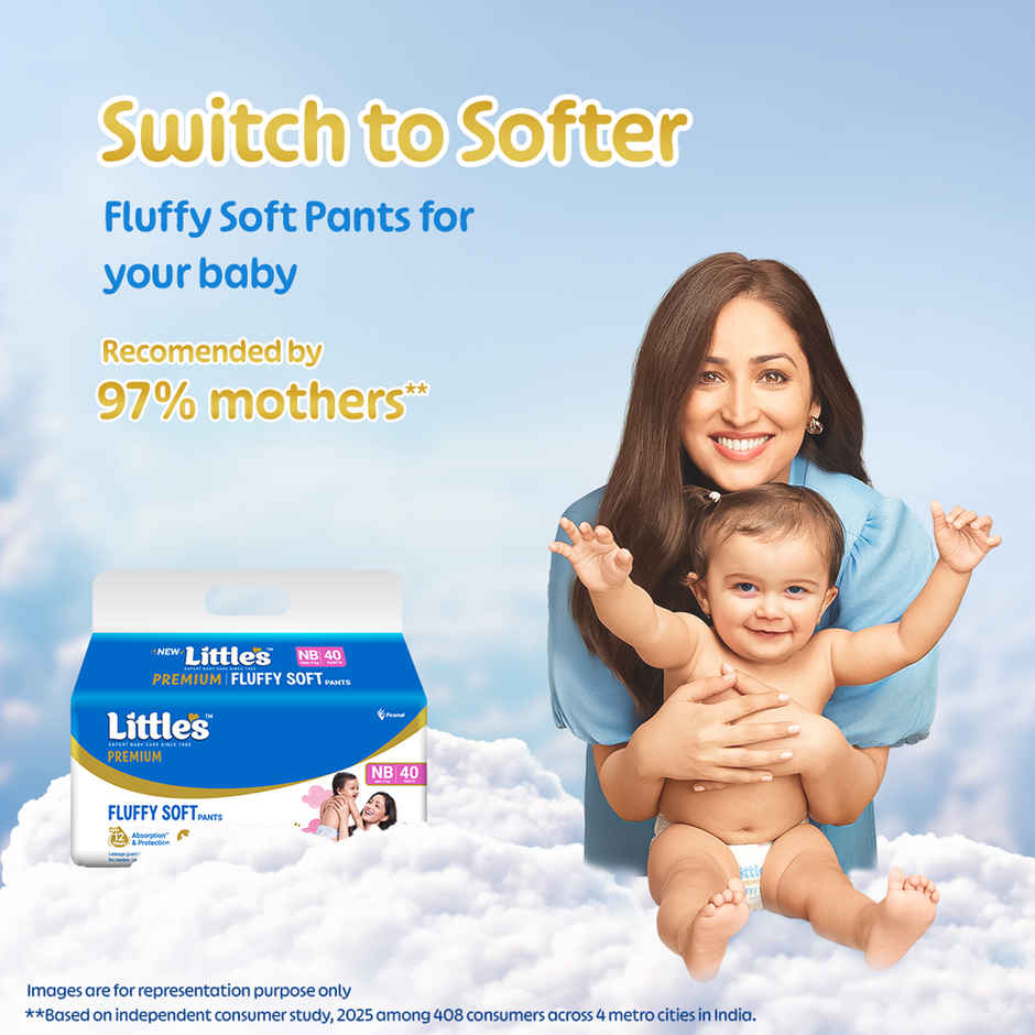 Little's Fluffy Soft Premium Baby Pant Style Diaper | NB | Leakage Free | 40 pcs