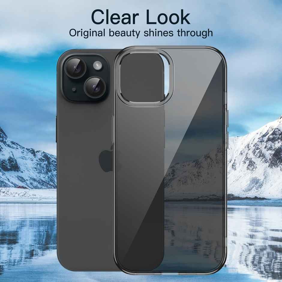 ExpressB For iPhone 15 Plus Case Cover Clear Transparent | Thin Soft Back - Clear Black